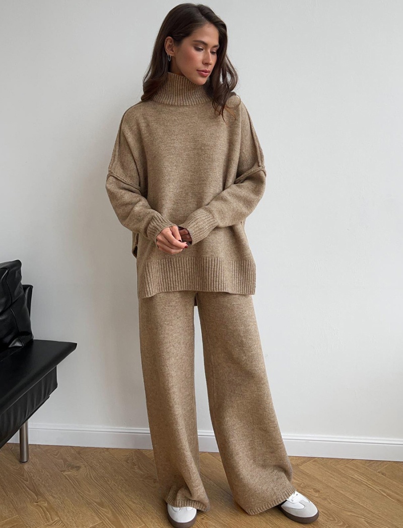 Loose lazy long pants thick sweater a set for women