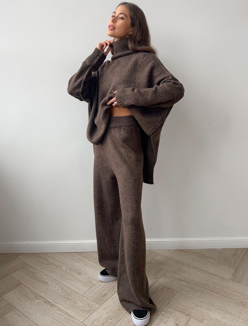 Loose lazy long pants thick sweater a set for women