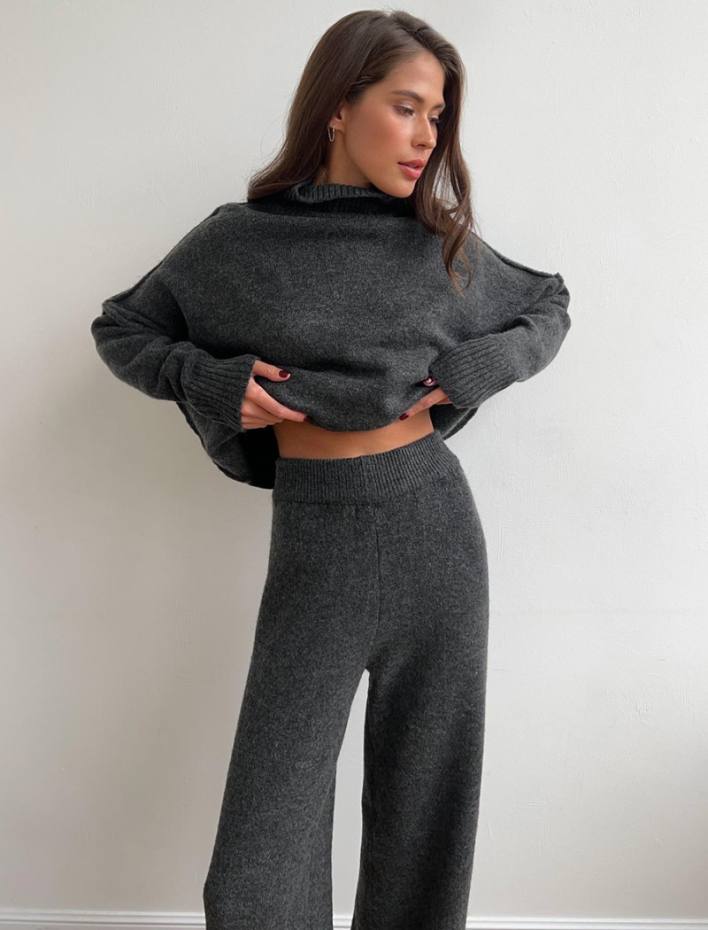 Loose lazy long pants thick sweater a set for women