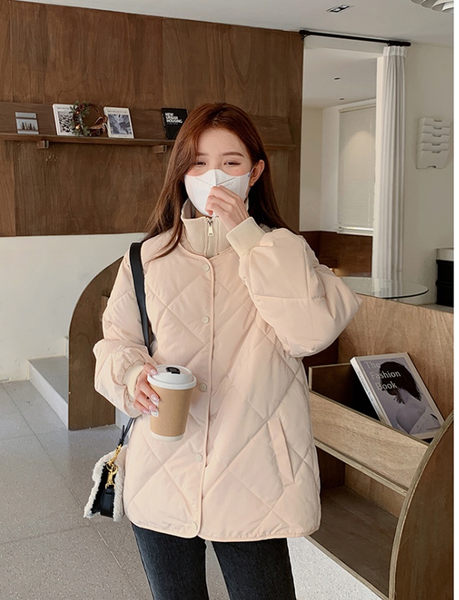 Diamond Korean style down coat student Pseudo-two cotton coat