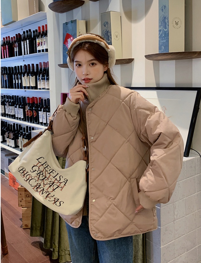 Diamond Korean style down coat student Pseudo-two cotton coat