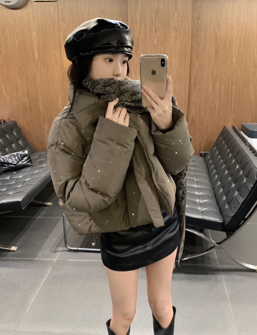 Rhinestone thermal down coat winter niche coat for women