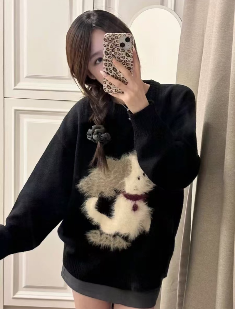 Pullover round neck sweater lazy loose tops for women