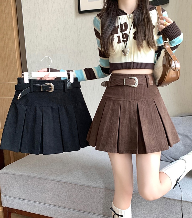 Anti emptied American style short skirt corduroy belt