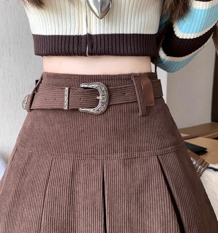 Anti emptied American style short skirt corduroy belt