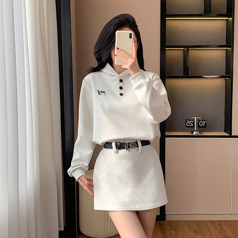 Knitted commuting dress autumn hoodie for women