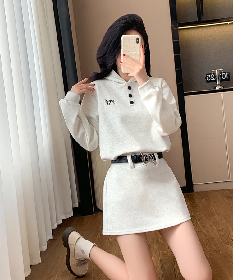 Knitted commuting dress autumn hoodie for women