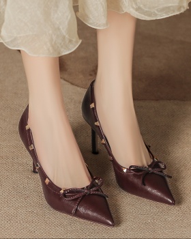 Autumn and winter shoes bow high-heeled shoes for women