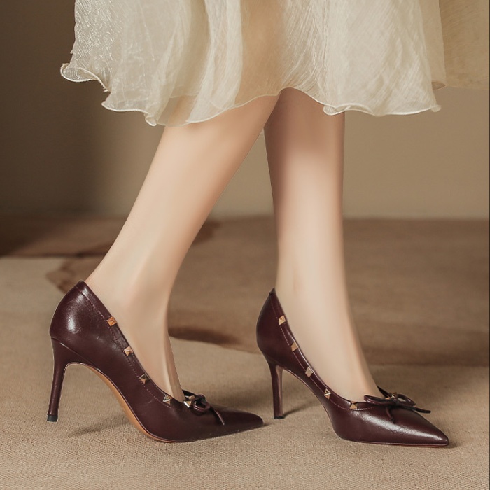 Autumn and winter shoes bow high-heeled shoes for women