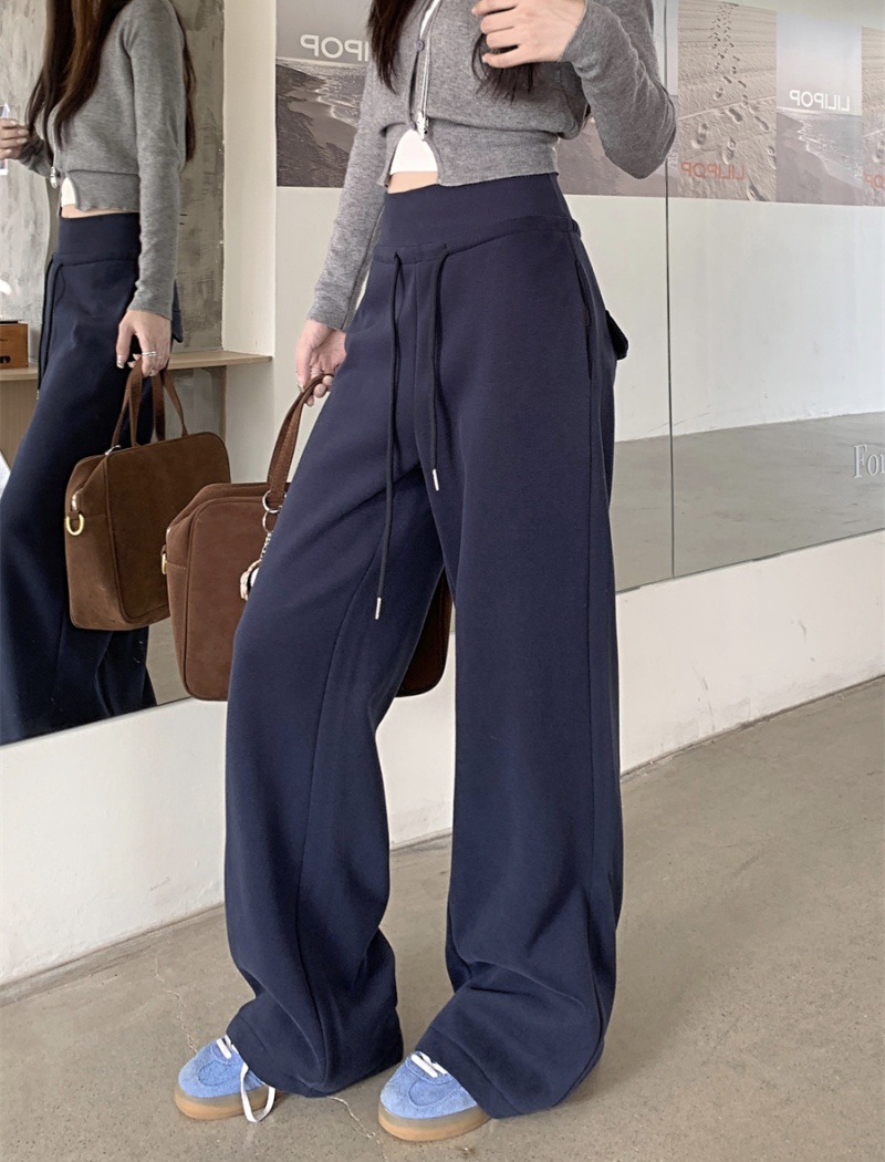 Drape high waist plus velvet loose gray sweatpants