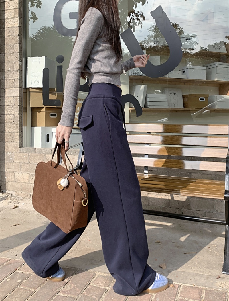 Drape high waist plus velvet loose gray sweatpants