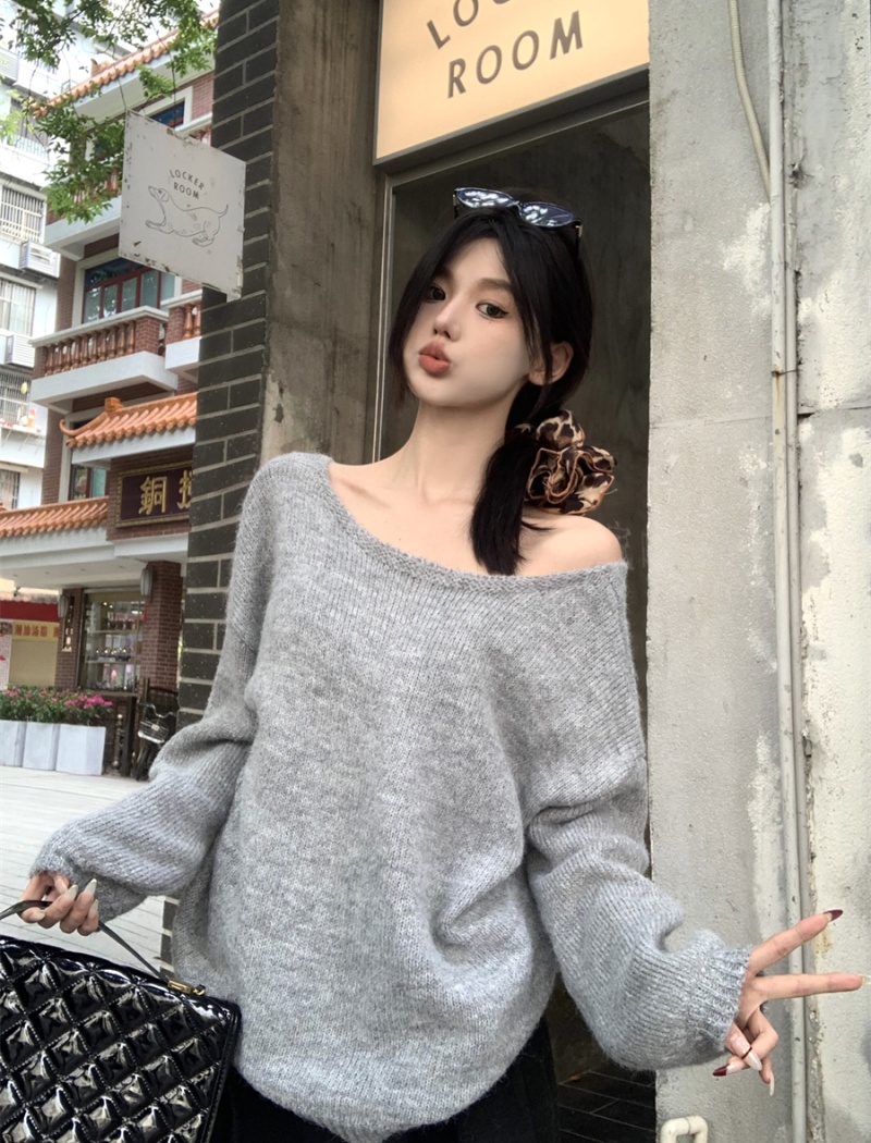 Lazy Casual Korean style tops long sleeve bow sweater