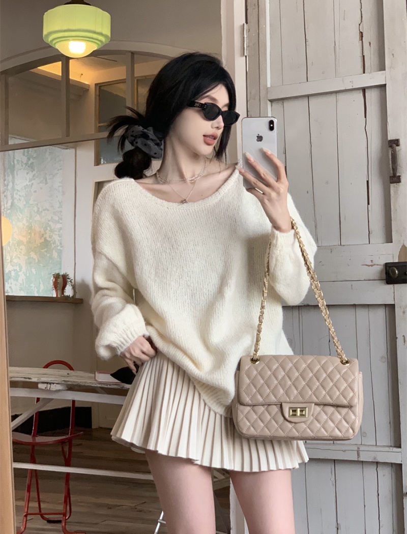 Lazy Casual Korean style tops long sleeve bow sweater