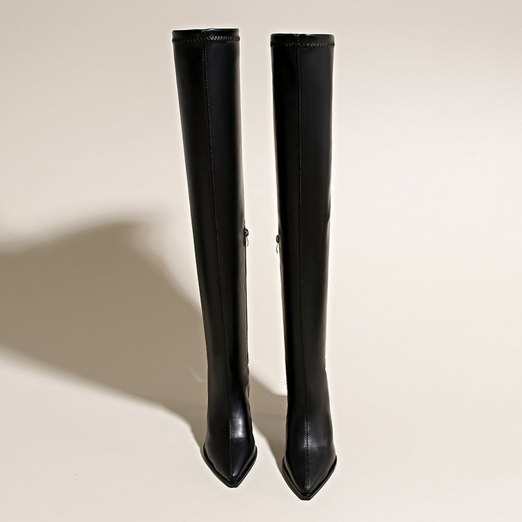 Side zipper high-heeled thigh boots fine-root boots