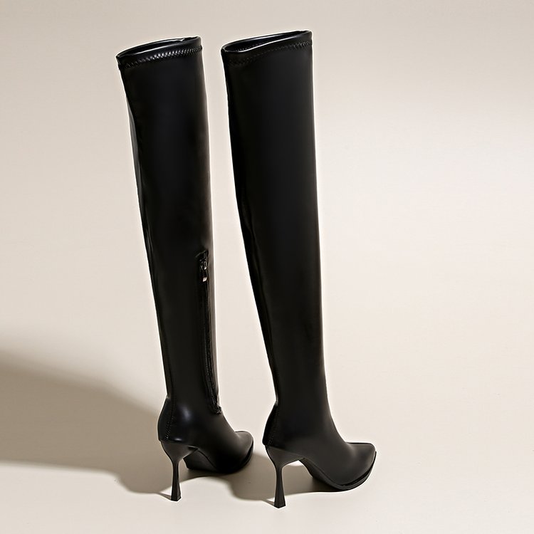 Side zipper high-heeled thigh boots fine-root boots