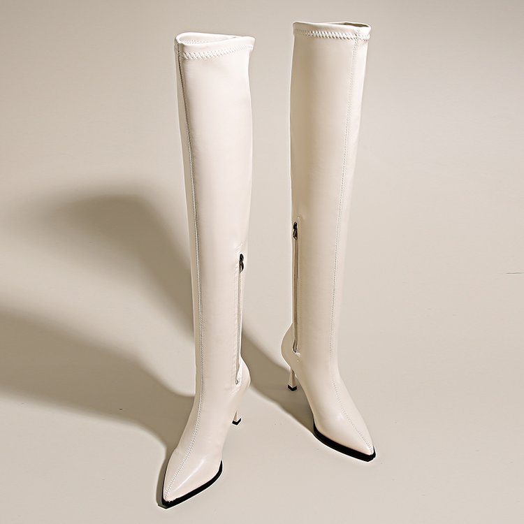 Side zipper high-heeled thigh boots fine-root boots