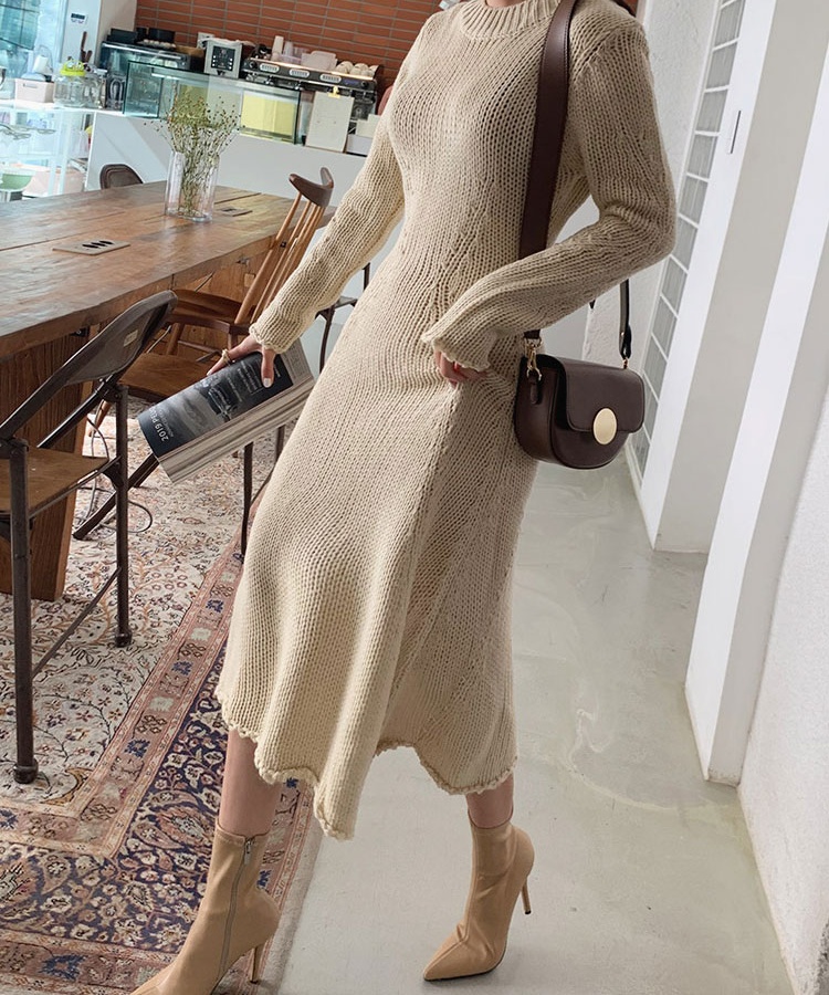 Simple all-match long dress spring and autumn dress