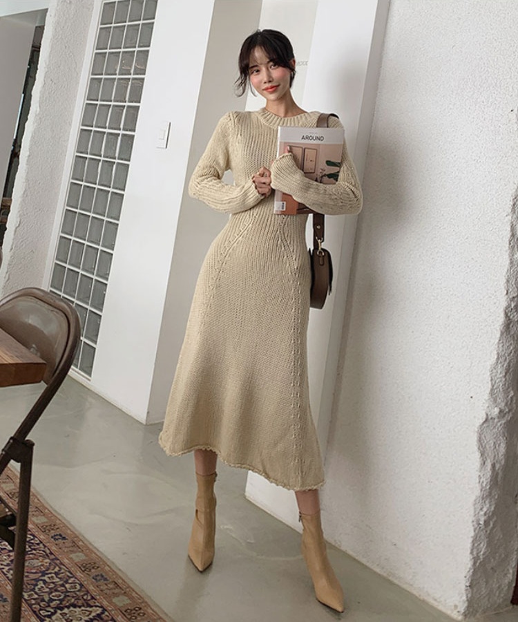 Simple all-match long dress spring and autumn dress