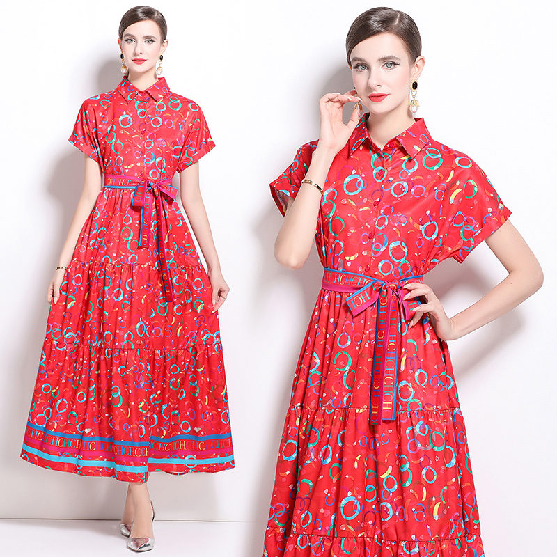 Printing all-match European style fashion dress