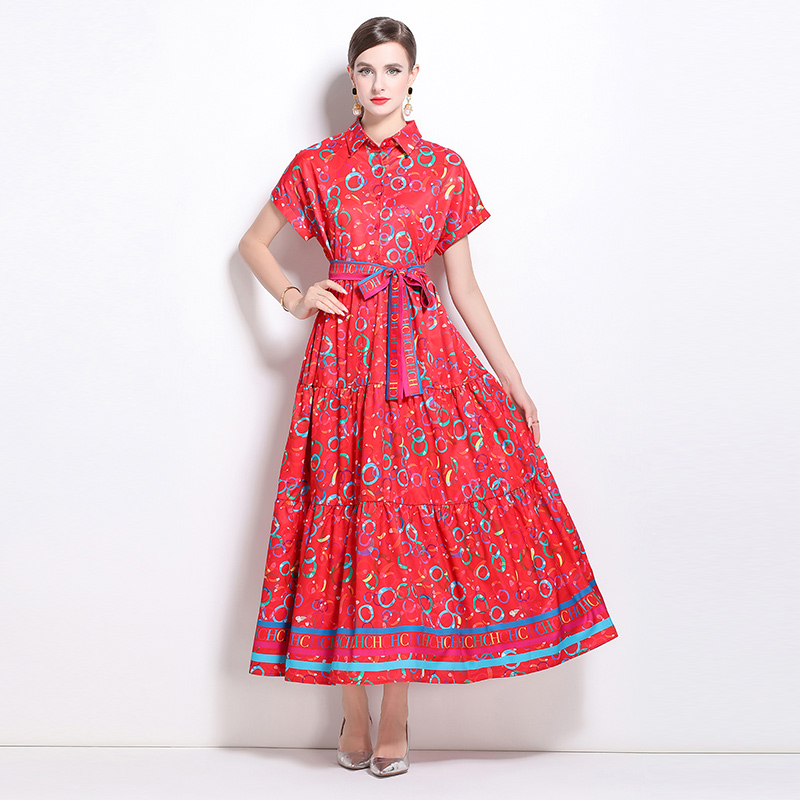 Printing all-match European style fashion dress