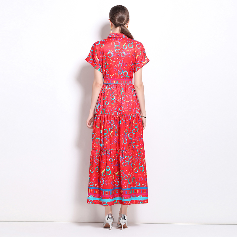 Printing all-match European style fashion dress