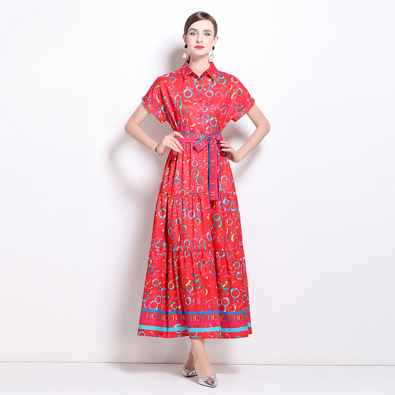 Printing all-match European style fashion dress