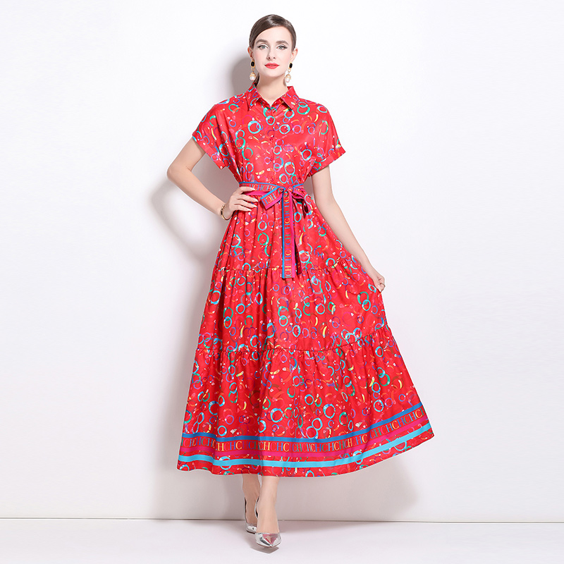 Printing all-match European style fashion dress