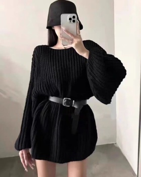 Strapless horizontal collar tops autumn sweater for women