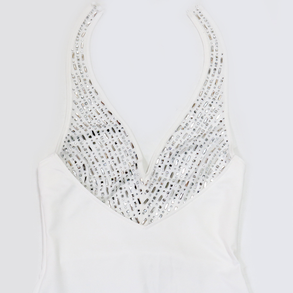 V-neck halter rhinestone fashion dress for women