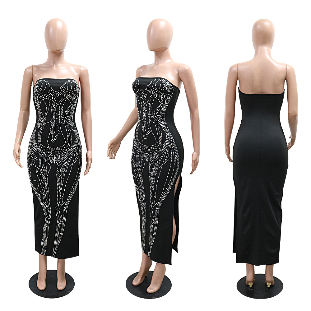 Fashion sexy dress European style rhinestone long dress