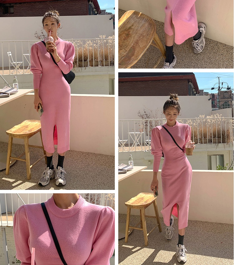 Knitted long sleeve dress Korean style sweater