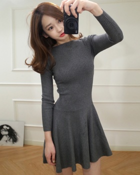 Korean style pullover T-back knitted slim dress