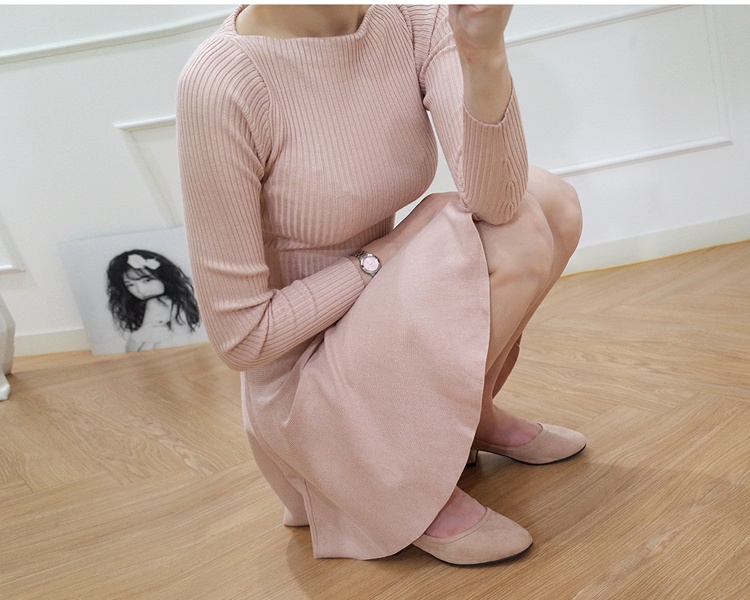 Korean style pullover T-back knitted slim dress