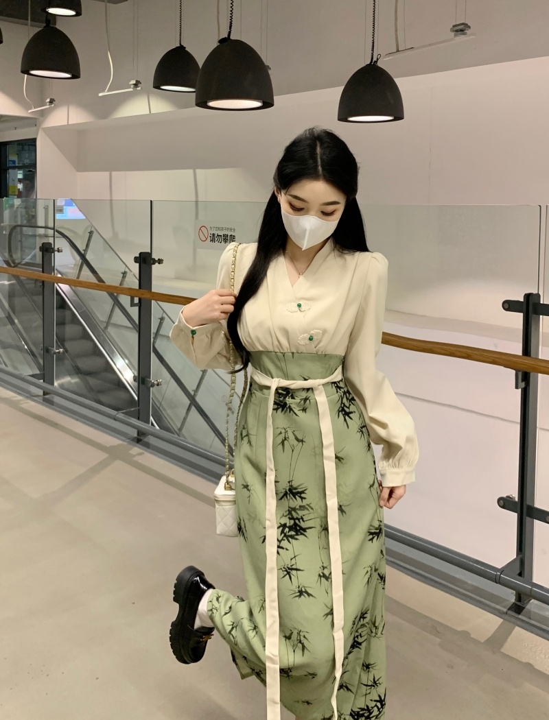 Chinese style autumn and winter temperament dress for women