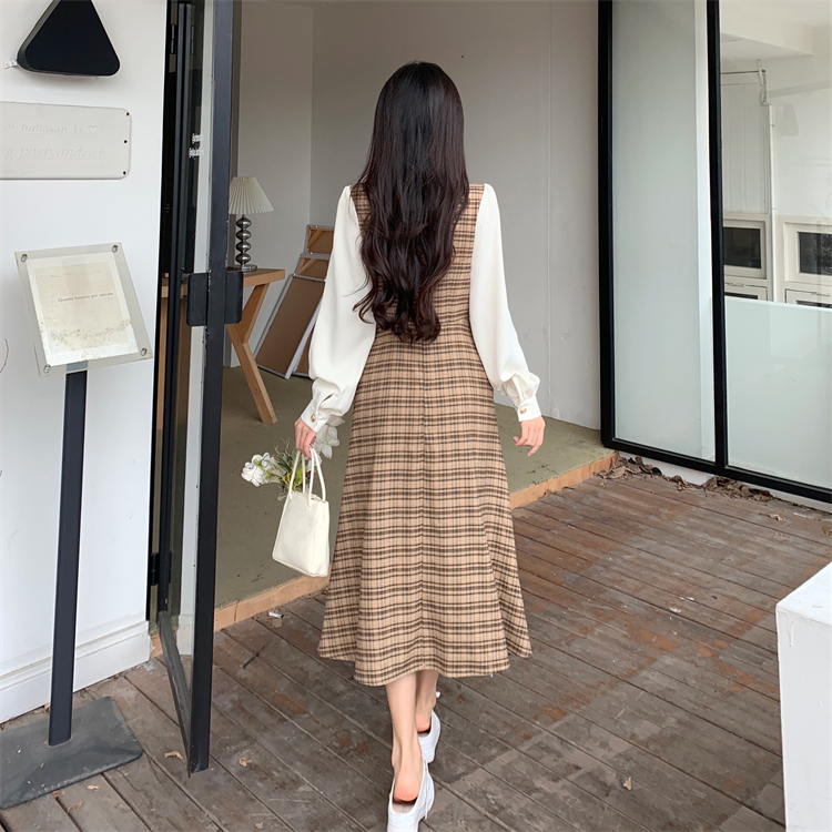 Lotus leaf edges shirt long dress for women