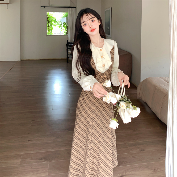 Lotus leaf edges shirt long dress for women