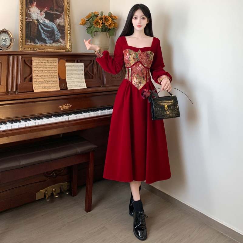 Large yard formal dress velvet evening dress for women