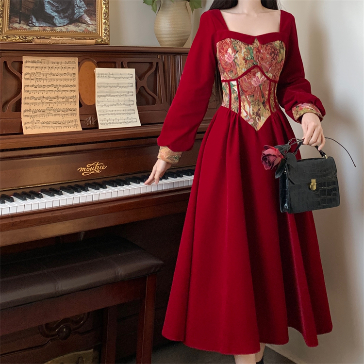 Large yard formal dress velvet evening dress for women