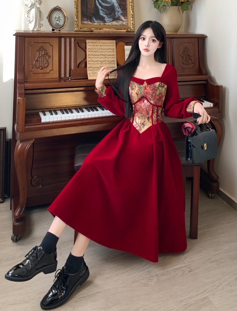 Large yard formal dress velvet evening dress for women