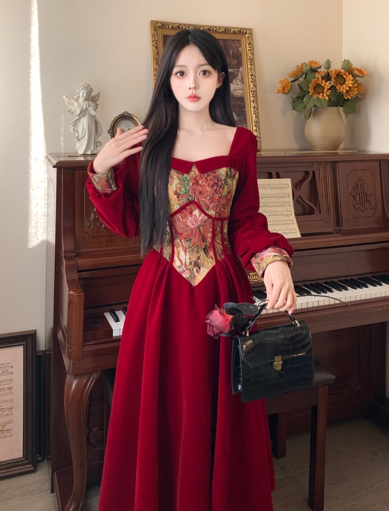 Large yard formal dress velvet evening dress for women