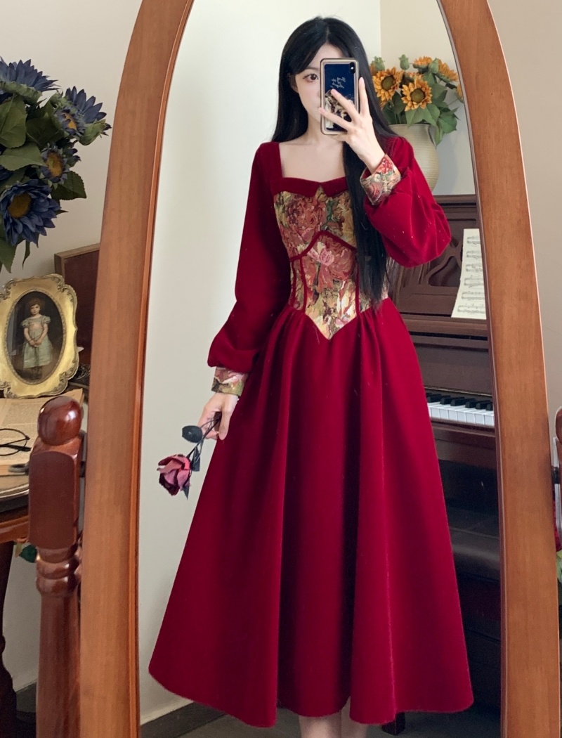 Large yard formal dress velvet evening dress for women