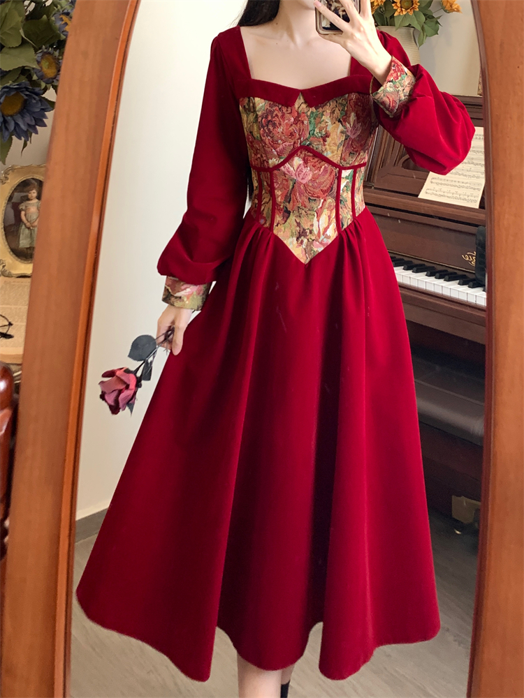 Large yard formal dress velvet evening dress for women