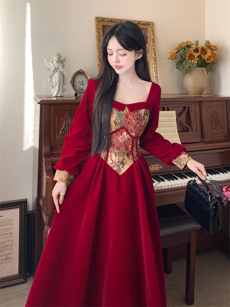 Large yard formal dress velvet evening dress for women