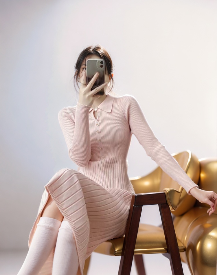 Long sweater dress Korean style dress for women