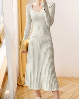 Korean style knitted dress autumn and winter sweater dress