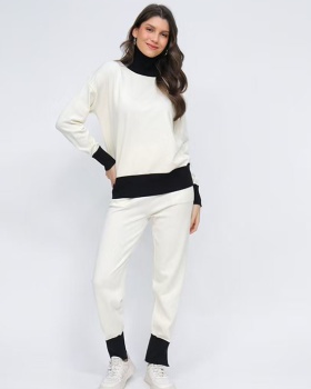 Knitted Casual wide leg pants fashion tops 2pcs set