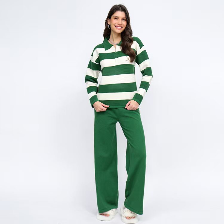 Lapel tops lazy long pants a set for women