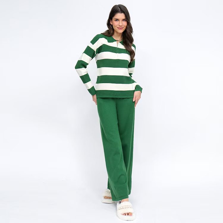 Lapel tops lazy long pants a set for women