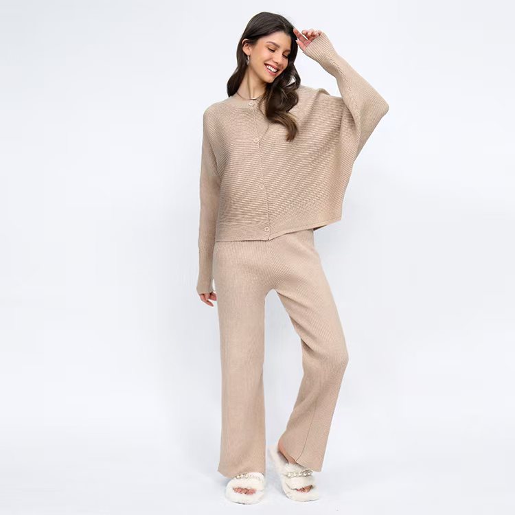 Autumn and winter wide leg pants sweater a set for women