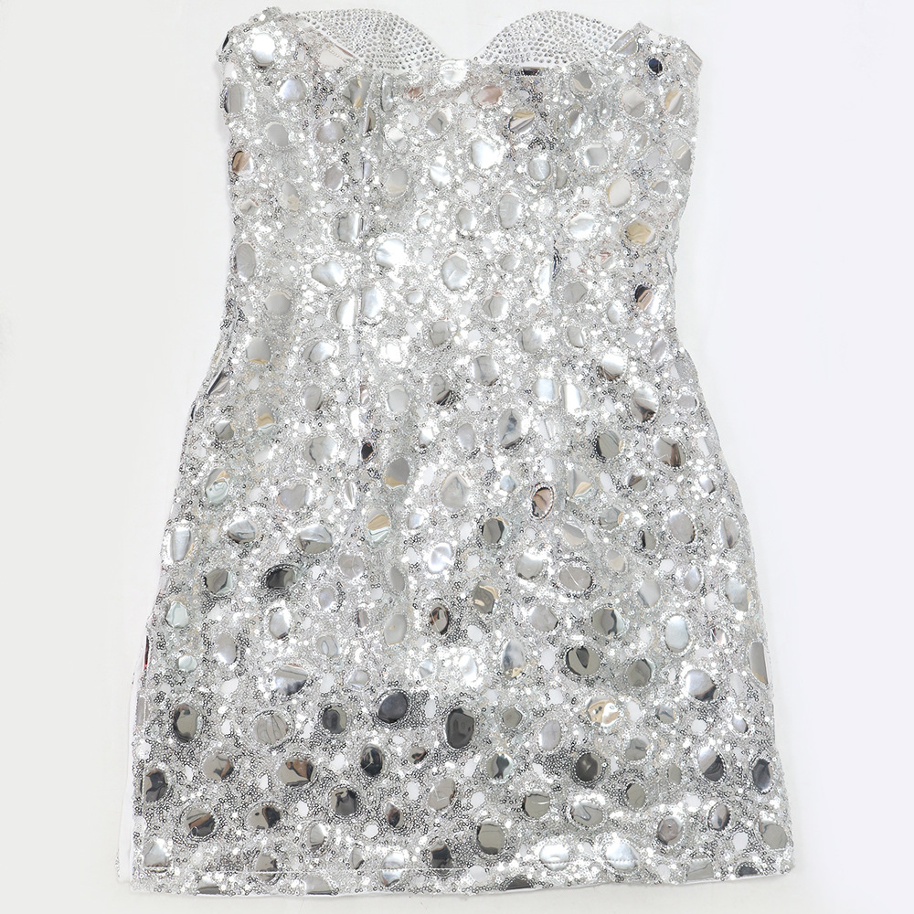 Wrapped chest fashion package hip rhinestone dress for women